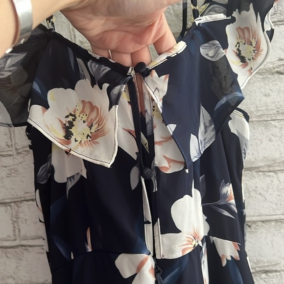 NEW!!! Soieblu Navy Floral Off Shoulder Cami Strap Dress in size Small - Picture 11 of 14